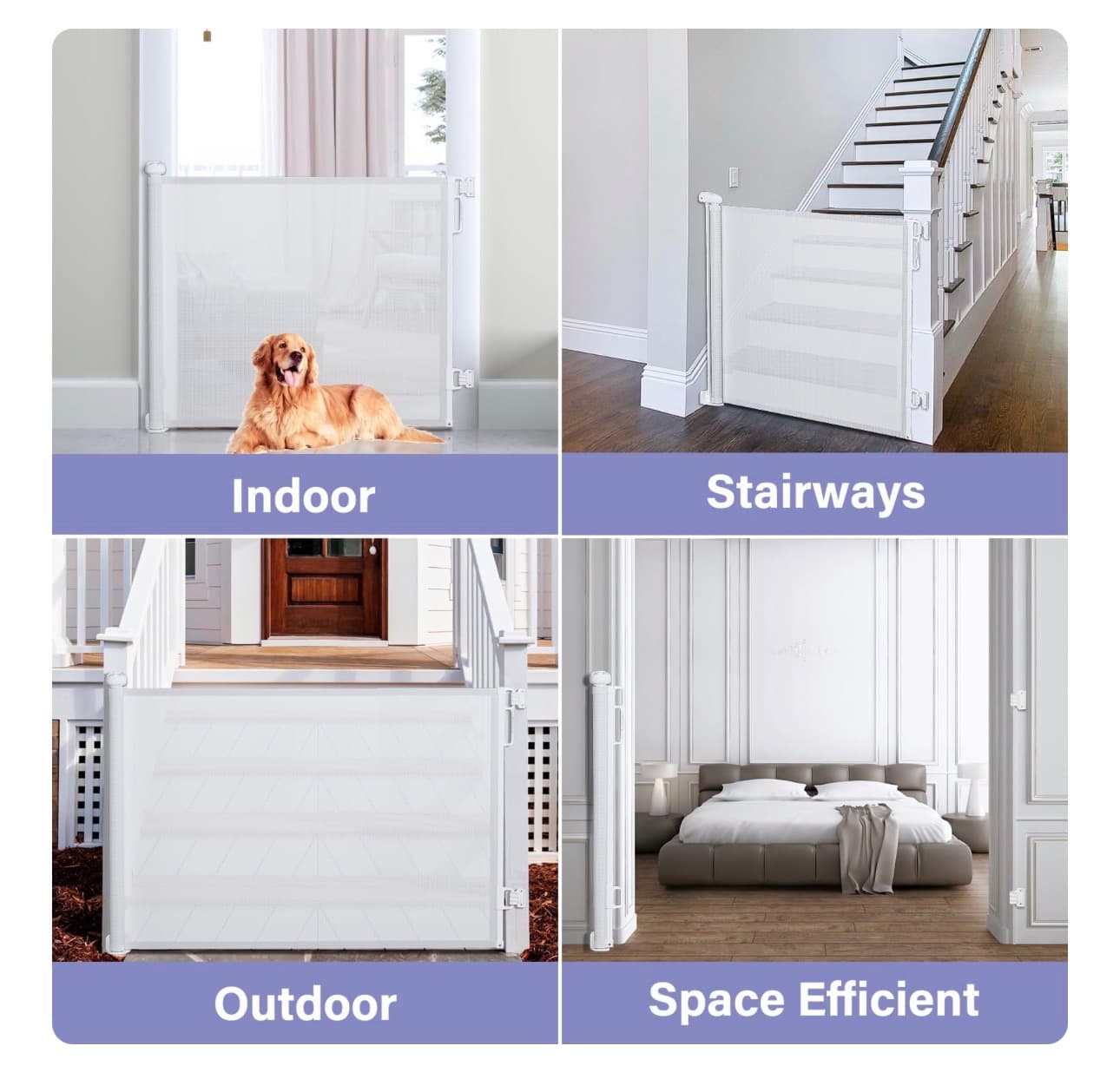 Retractable Safety Gate 34" x 54" Adjustable Baby Pet Barrier - Thumbnail 5