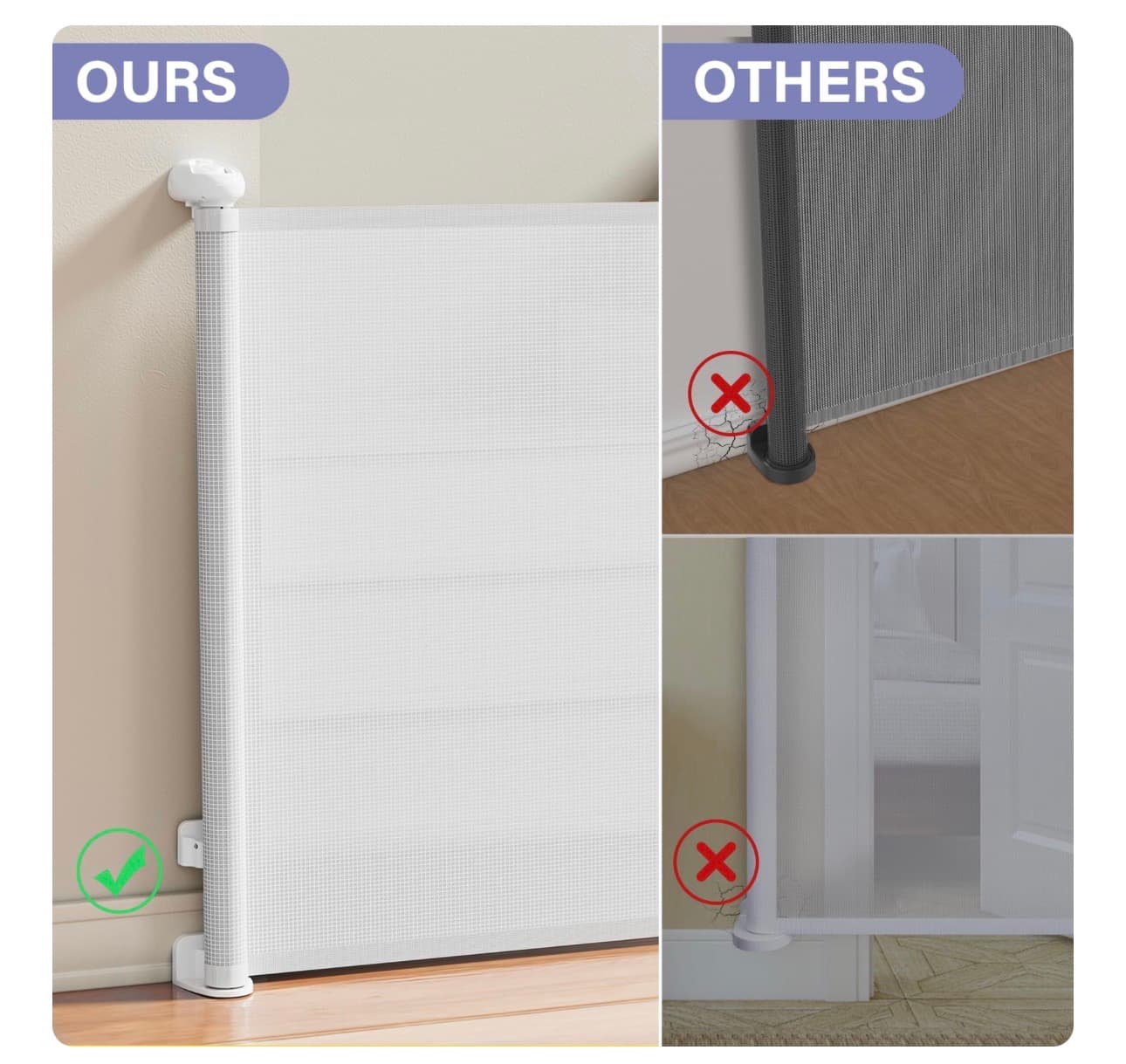 Retractable Safety Gate 34" x 54" Adjustable Baby Pet Barrier - Thumbnail 6