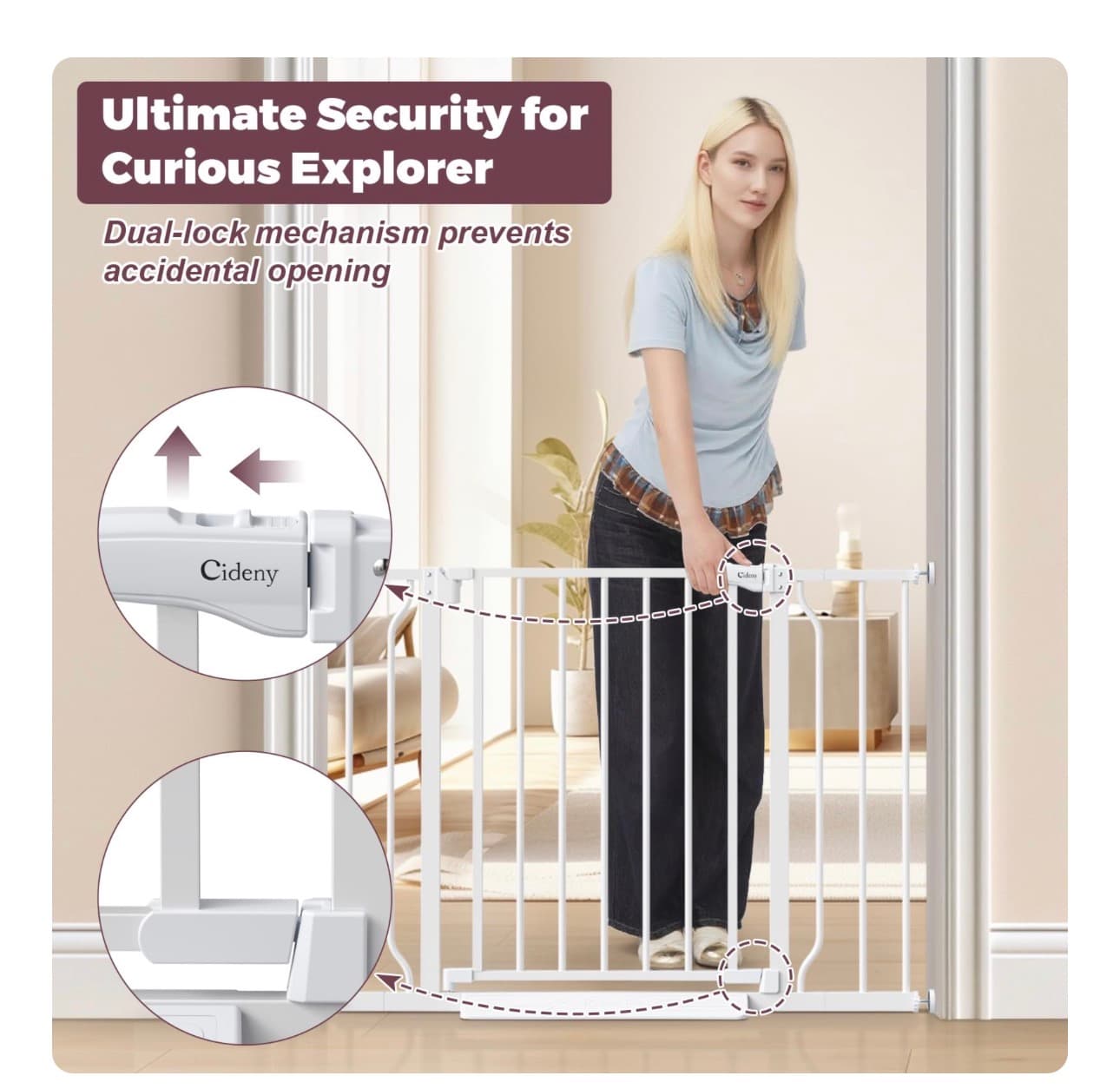 Cidery Baby Safety Gate with Auto-Close and Dual-Lock - Thumbnail 4