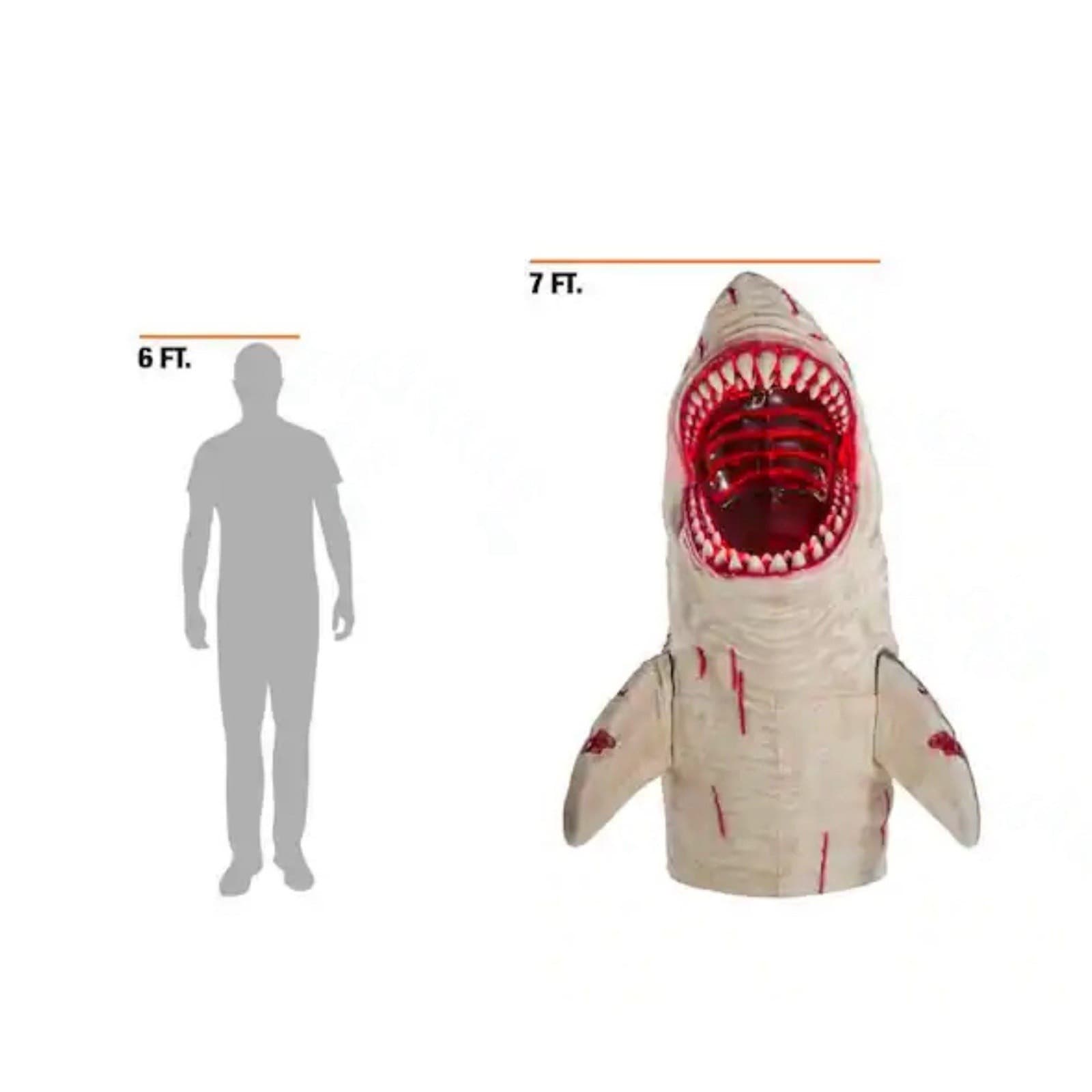 HOME DEPOT 7 FOOT Dead Water LED Megalodon Shark Halloween Prop Home Accents - Thumbnail 3