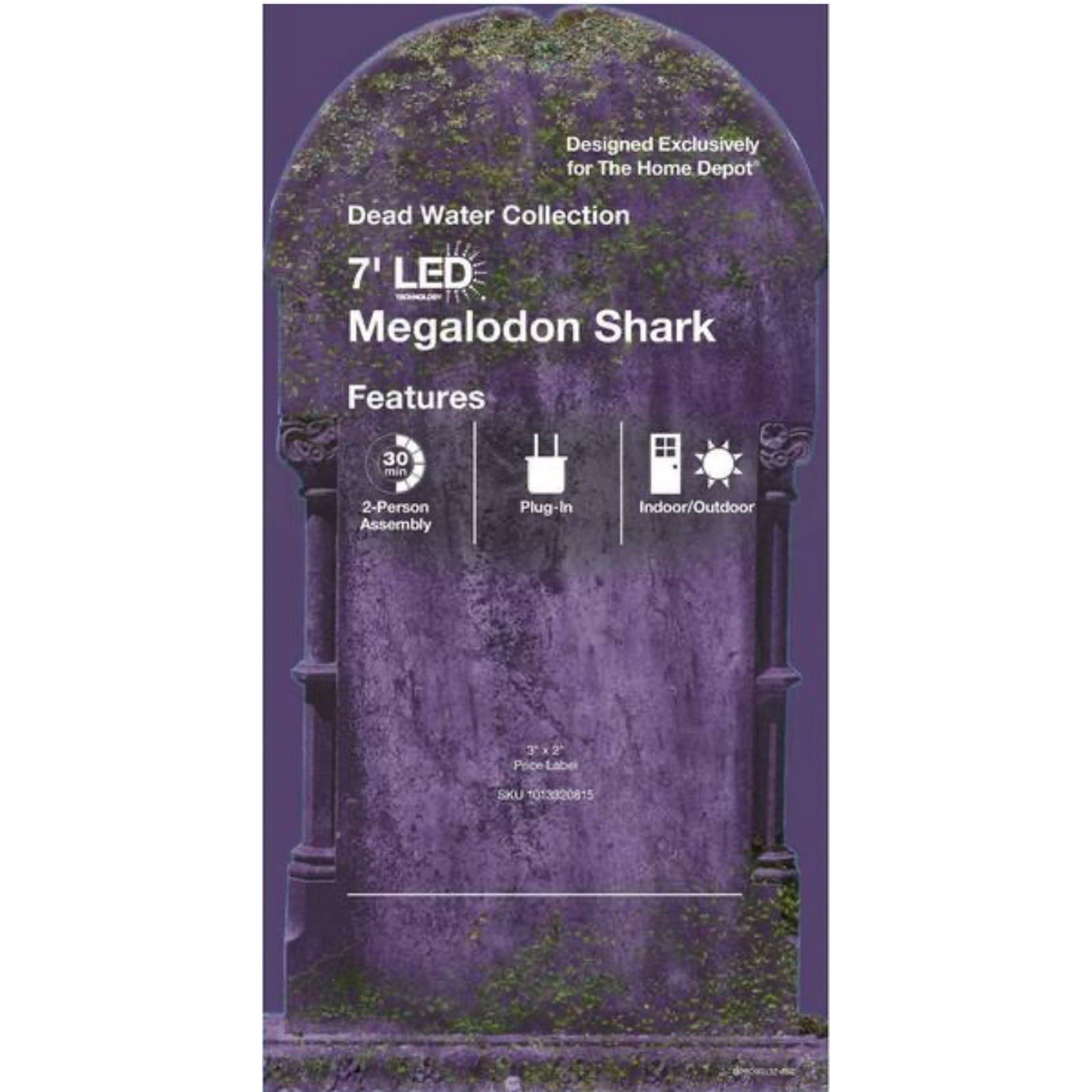 HOME DEPOT 7 FOOT Dead Water LED Megalodon Shark Halloween Prop Home Accents - Thumbnail 4