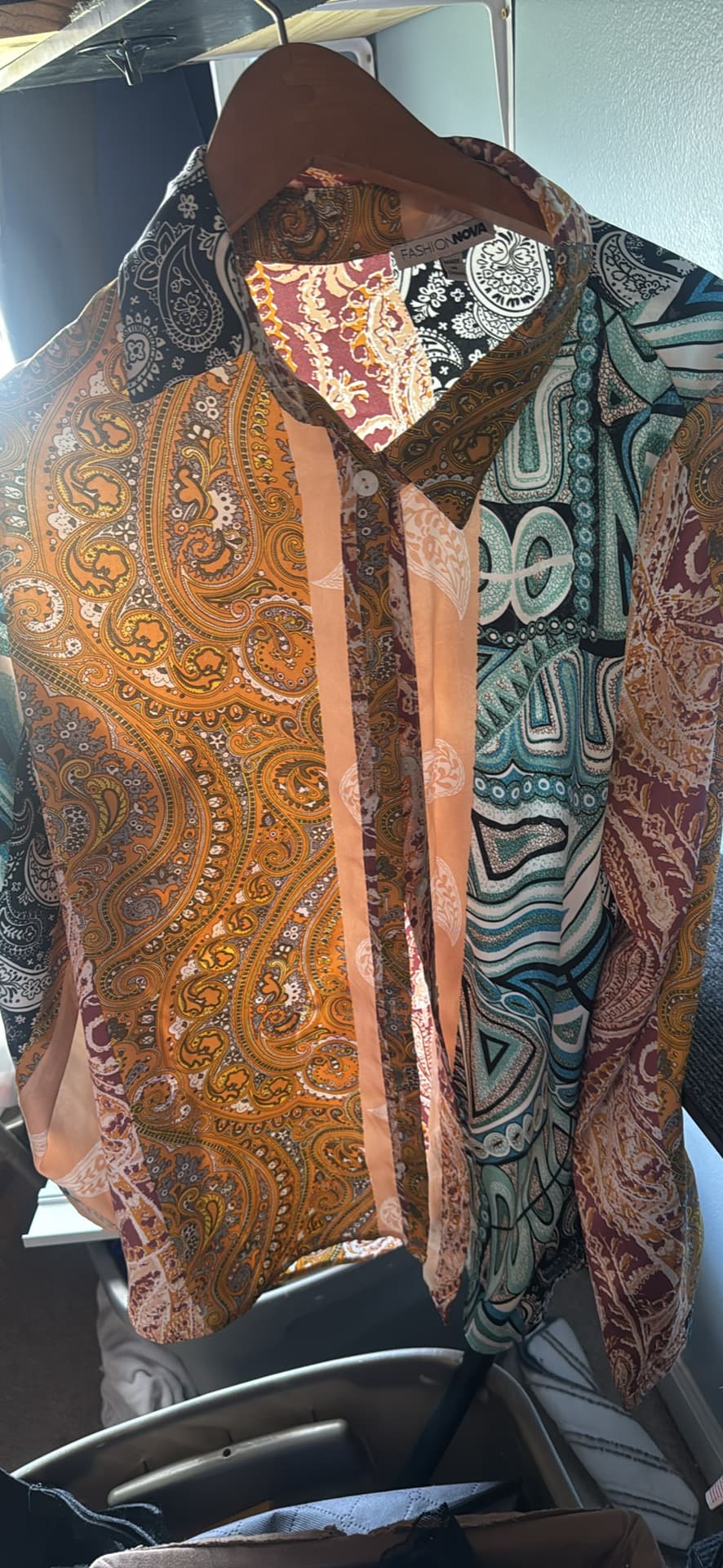 Fashion Nova Multicolor Paisley Print Shirt