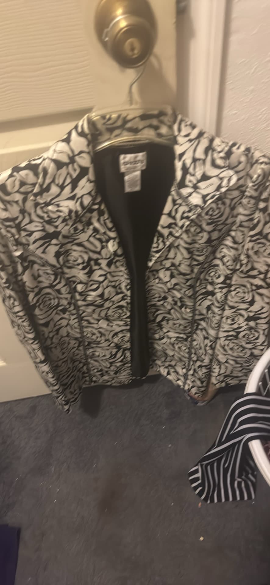 Chico's Black and White Floral Jacket