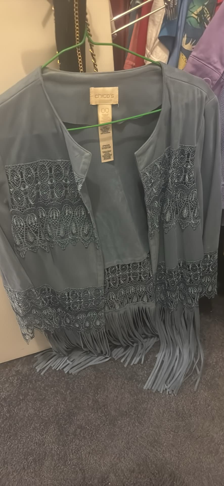 Chico's Fringe Lace Open Jacket Size 00