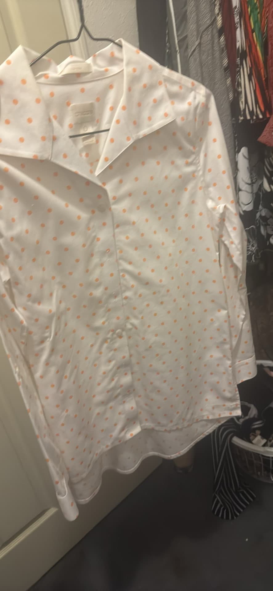 Chico's White Polka Dot Button-Up Shirt