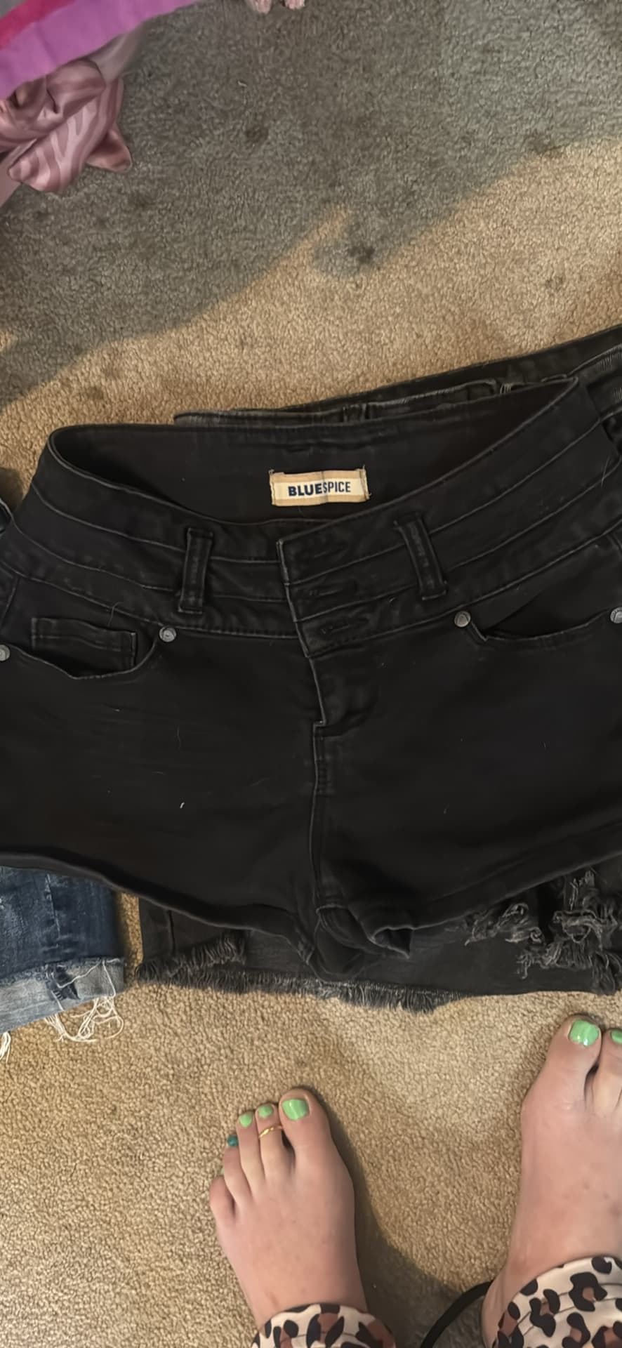 Blue Spice Women's Black Denim Shorts with Frayed Hem