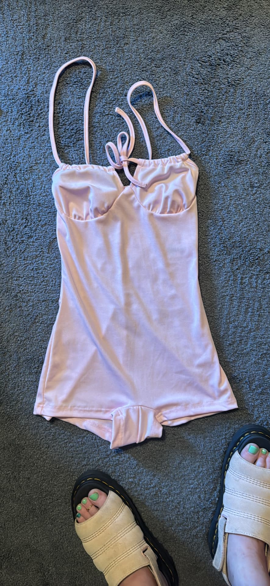 Pink One-Piece Swimsuit with Adjustable Straps