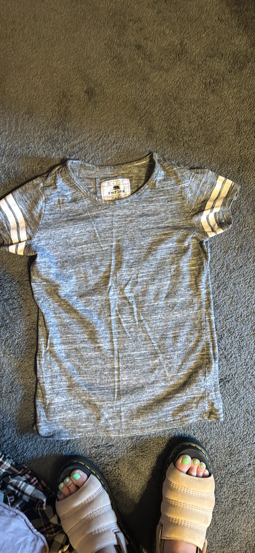 Reflex Girls' Gray Striped Sleeve T-Shirt Size 10