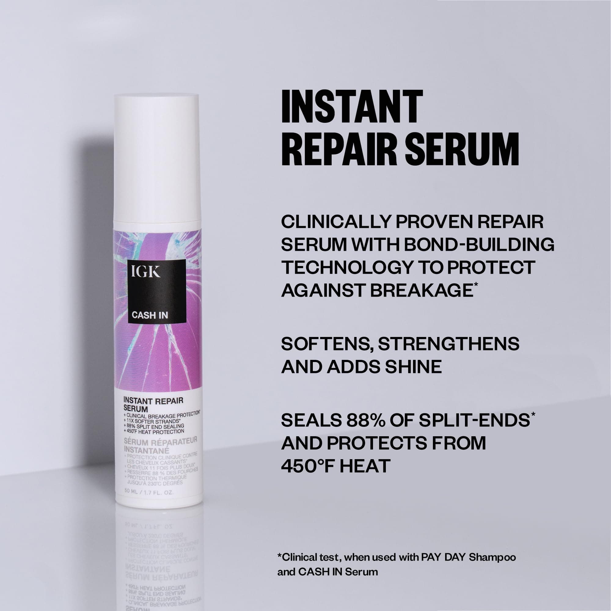 IGK Cash in Instant Repair Multitasking Hair Serum 1.7 Oz / 50 Ml - Thumbnail 5