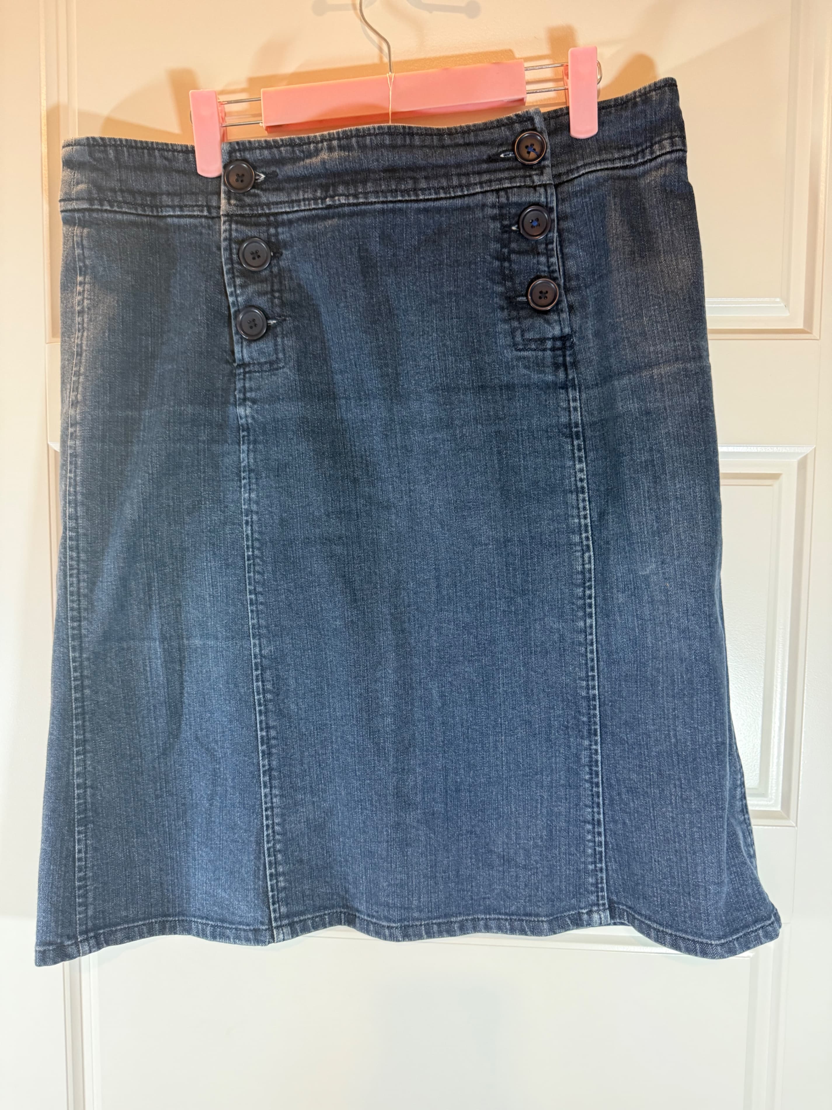 New York & Company Denim Skirt Size 12 Button Detail - Image 1