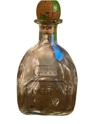 PATRON SILVER BOTTLE WITH CORK , 750ml, Empty - Image 1