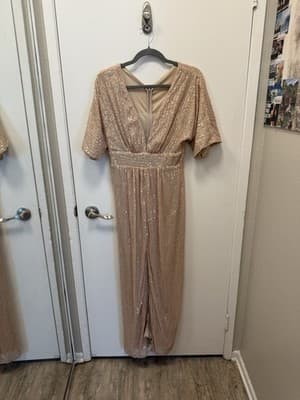 SHEIN Sequin Nude Evening Gown (M) - Image 1