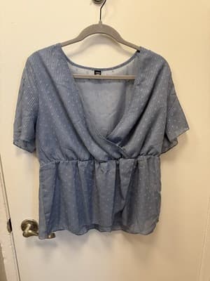 SHEIN Women’s Blue Wrap Top Size XL - Thumbnail 2