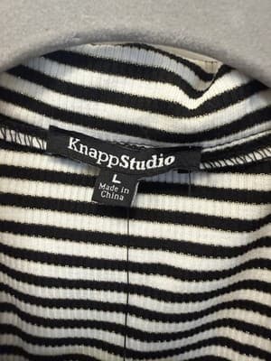 KnappStudio Women’s Black & White Striped Sleeveless Top (L) - Thumbnail 4