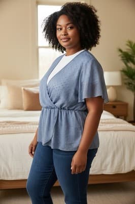 SHEIN Women’s Blue Wrap Top Size XL - Image 1