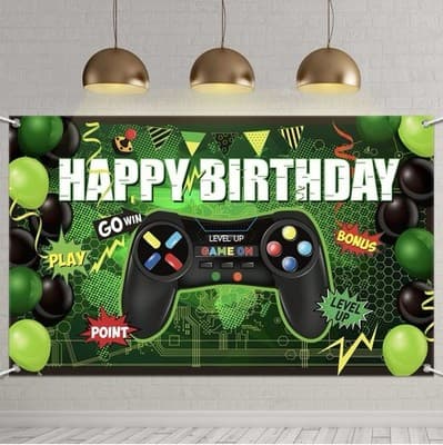 Birthday Gaming Green Backdrop - Image 1