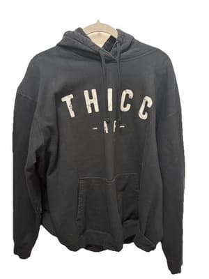 Thicc AF Black Hooded Sweatshirt 2XL - Thumbnail 2