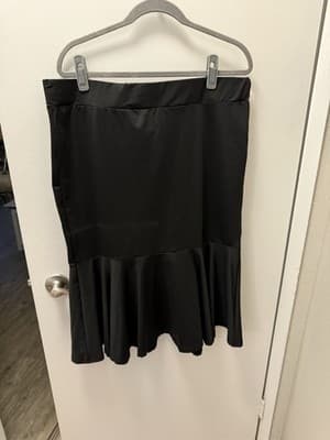 SHEIN Black Curve Pencil Skirt With Ruffle Flair 3XL - Thumbnail 3