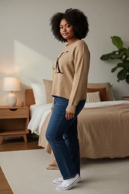 Calvin Klein Women's Brown CK Logo Sweater Size L - Image 1