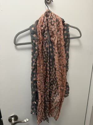 Women’s Pink and Gray Polka Dot Scarf - Thumbnail 2