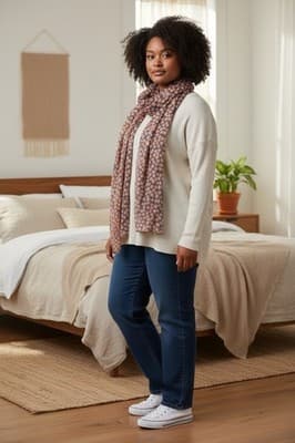 Women’s Pink and Gray Polka Dot Scarf - Image 1