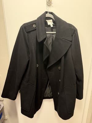 Croft & Barrow Womens Black Long Sleeve Double Breasted Pea Coat Size 1X - Image 1