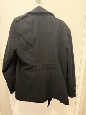 Apt. 9 Women's Black Cotton XL Pea Coat - Thumbnail 2