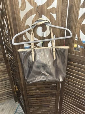 Michael Kors Large Silver Tone Metallic Tote - Thumbnail 2