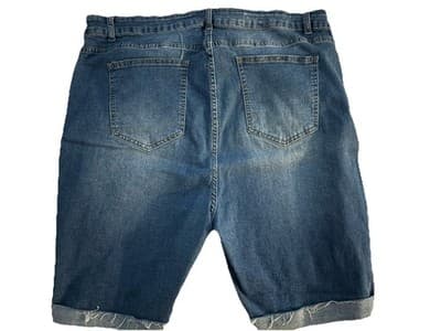 Shein Curve Women's Dark Distressed Jean Shorts, Size 4XL - Thumbnail 3