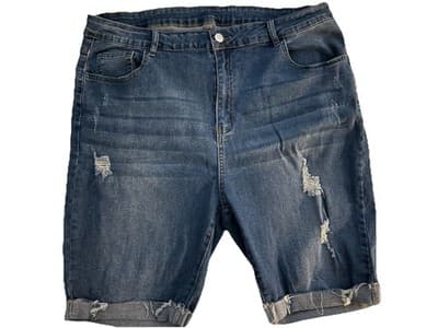 Shein Curve Women's Dark Distressed Jean Shorts, Size 4XL - Thumbnail 2