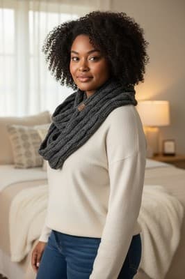 Wool Scarf Dark Grey C.C Exclusive Infinity - Image 1