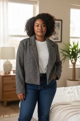 Covington Tweed Black And White Zip Up Jacket Women's Size 15 - Image 1