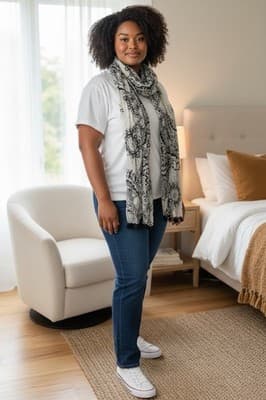 Quagga Green Label Light Weight Black And White Scarf - Image 1
