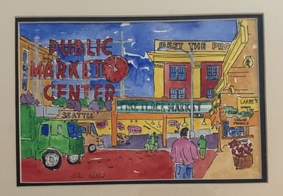 Pike Place Market Watercolor By Seattle Artist - Image 1