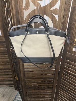 London Fog Women's Purse Beige and Black Tote Bag - Image 1