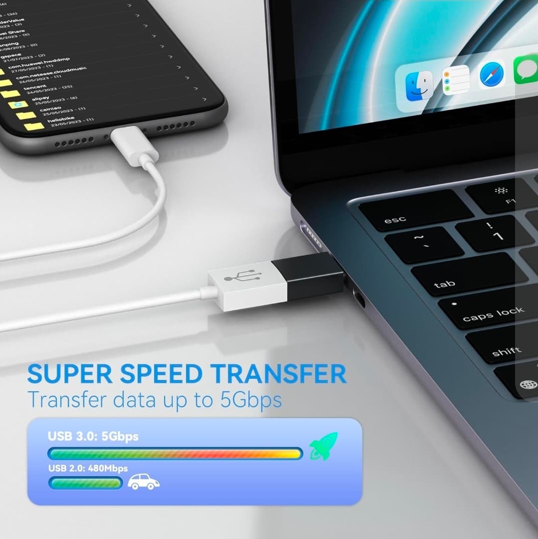 2 USB C to USB 3.0 + 2 USB 3.0 to USB C Adapter for Fast Charging and Data Transfer - Thumbnail 2