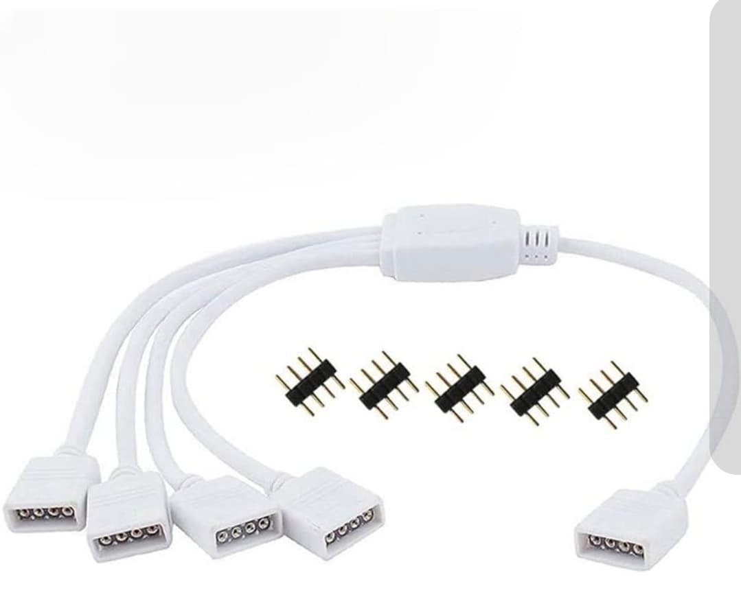 Set of 2, 4-Pin RGB LED 4-way Splitter Cable with Connectors - Thumbnail 2