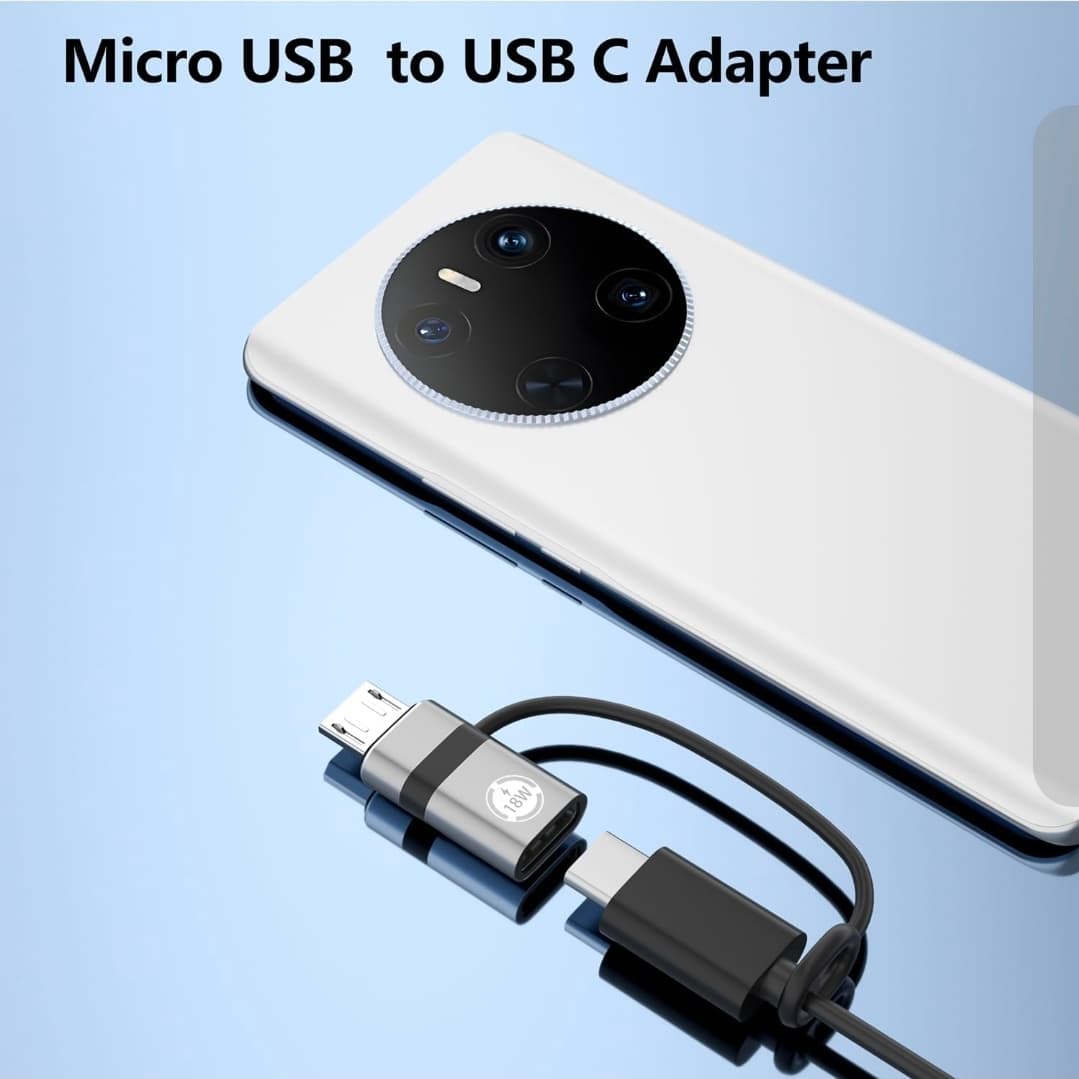 4 Pack Micro USB to USB C Adapter 18W Fast Charging 480Mbps - Thumbnail 2