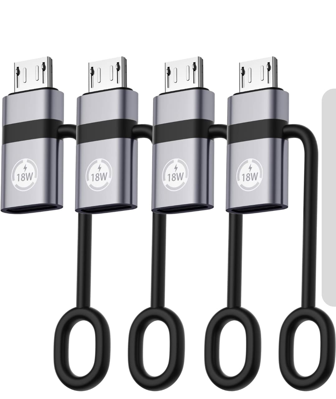 4 Pack Micro USB to USB C Adapter 18W Fast Charging 480Mbps - Image 1