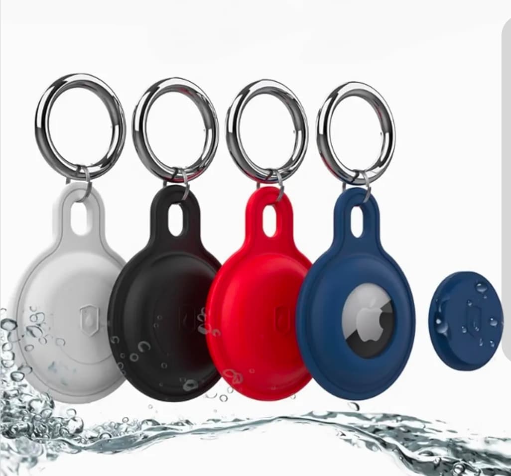 Silicone Keychain Holder works with Apple AirTag - 4 Pack, Multi-Color - Thumbnail 2
