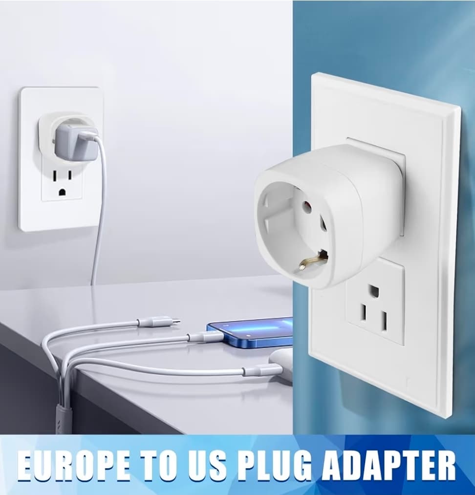 EU to US 2 prong Plug Adapter 10A 250V Type E/F to A/B - Thumbnail 8