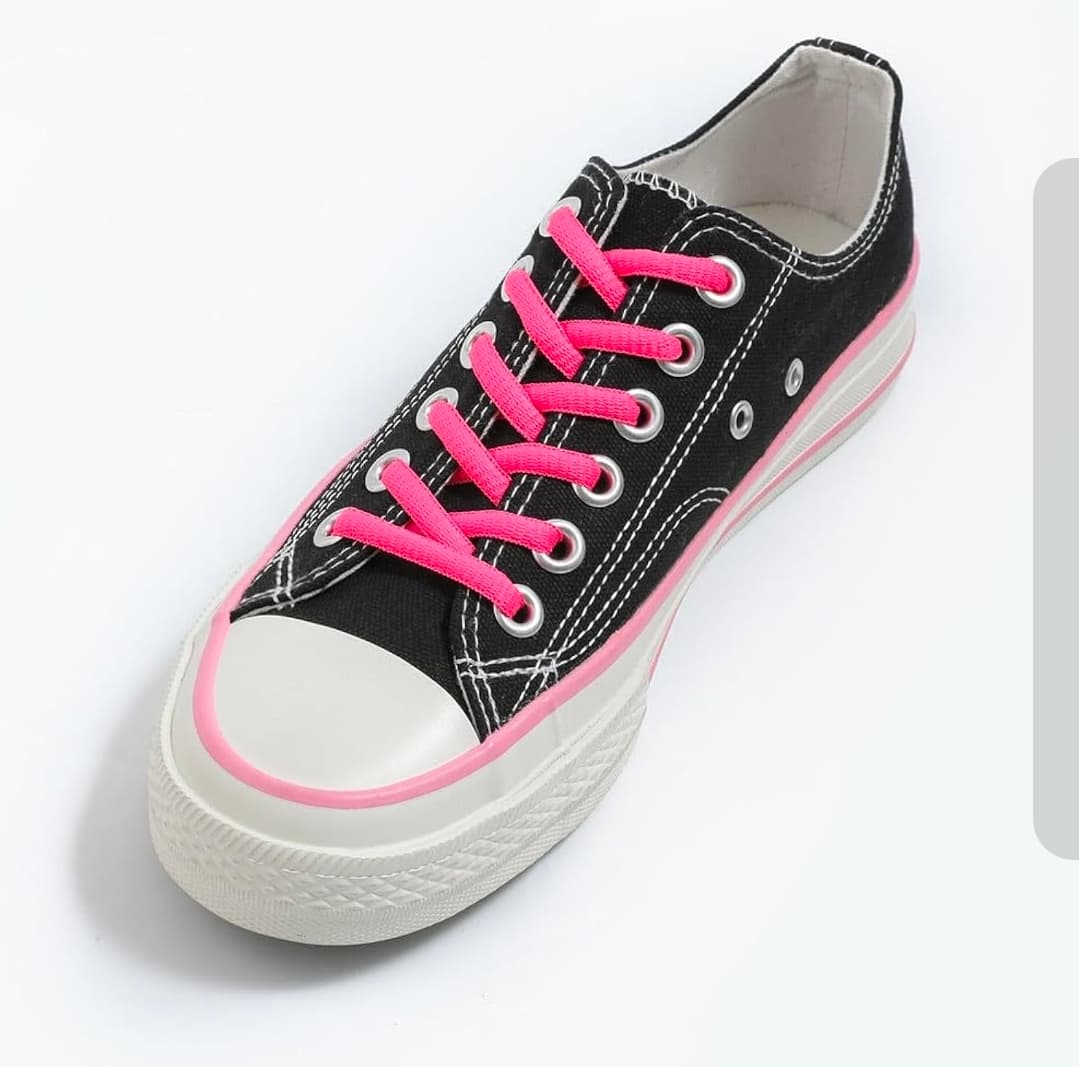 Neon Pink Flat Shoelaces for Sneakers and Boots - Thumbnail 3