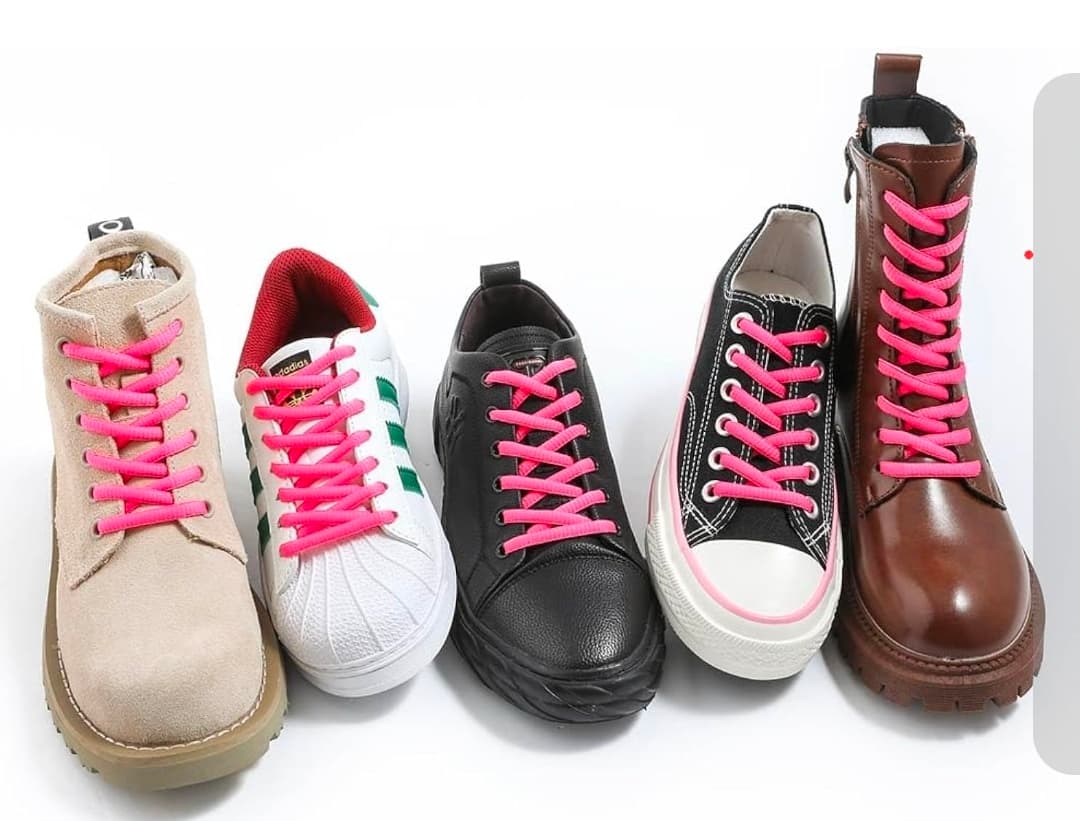 Neon Pink Flat Shoelaces for Sneakers and Boots - Thumbnail 4