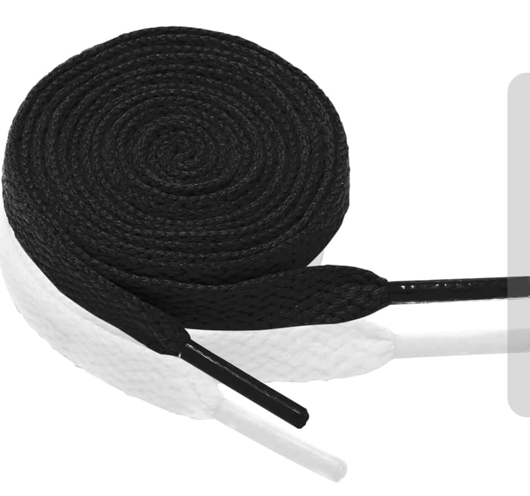 FADTOP Flat Shoelaces 120CM Black and White 2 Pairs - Image 1