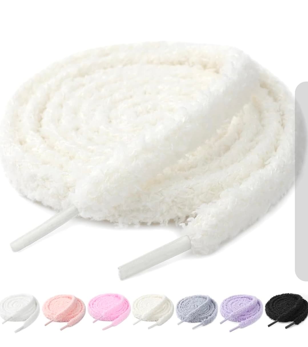 Soft Cozy Off White Shoe Laces 2 Pairs Polyester Rubber - Image 1