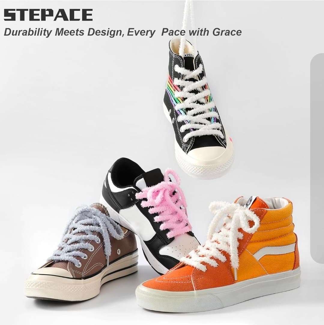 Soft Cozy Off White Shoe Laces 2 Pairs Polyester Rubber - Thumbnail 5