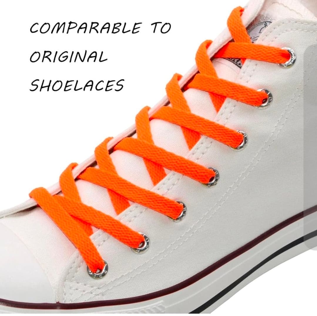 Bright Orange Flat Shoelaces for Sneakers and Trainers - Thumbnail 2