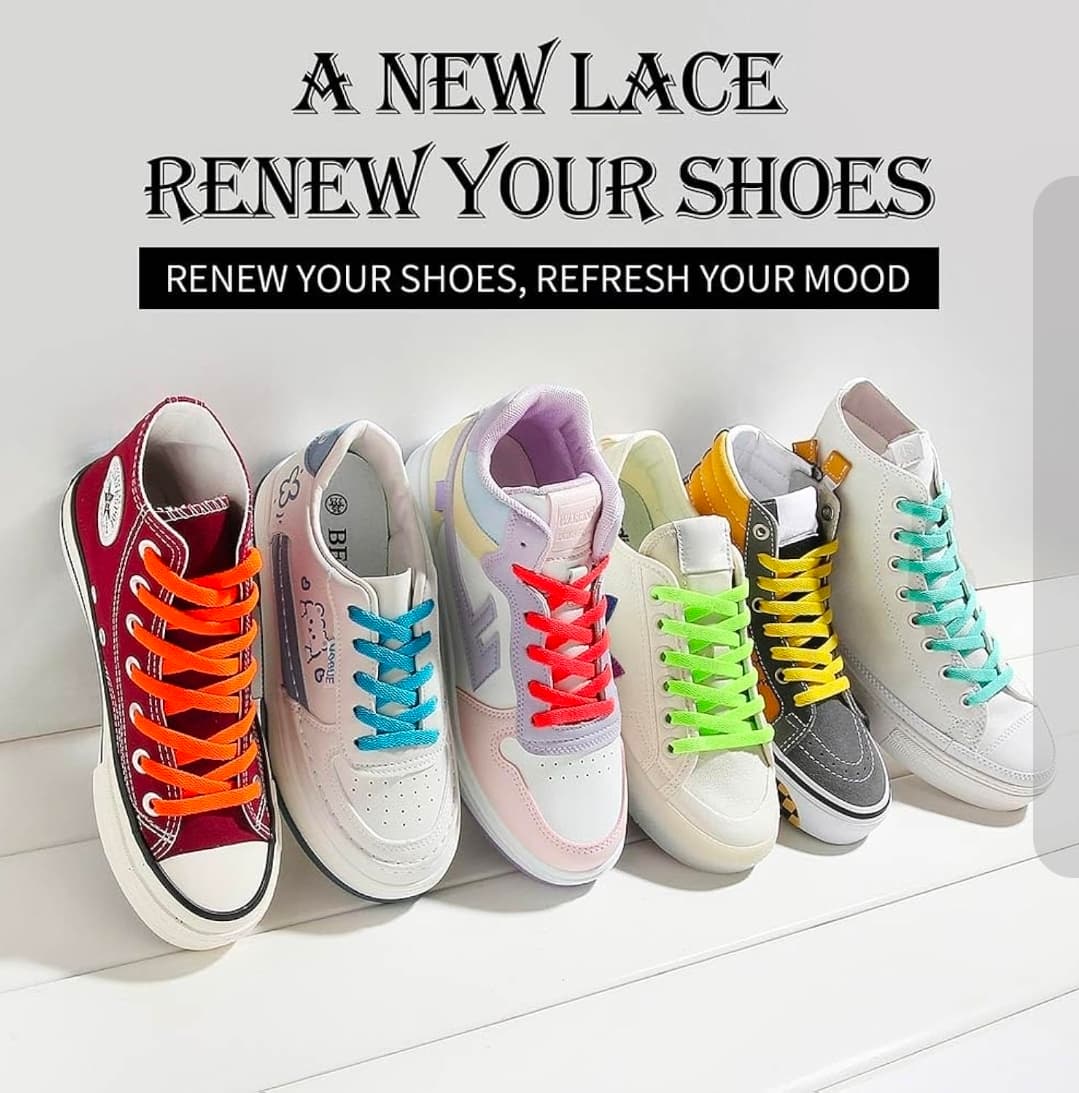 Bright Orange Flat Shoelaces for Sneakers and Trainers - Thumbnail 5