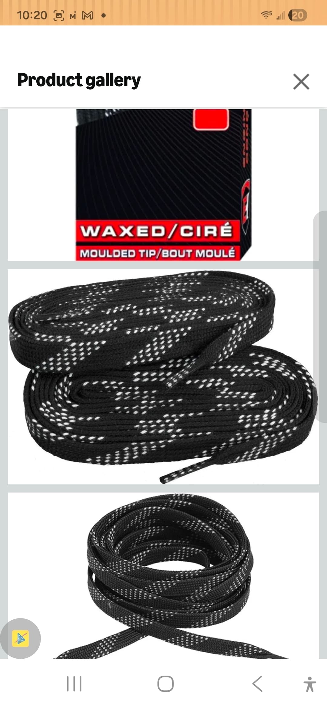 Elite Hockey Prolace Waxed Skate Laces Black/Whiite 120 cm - Thumbnail 2