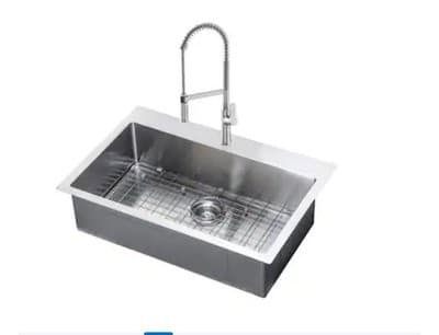 allen + roth Alden Drop-in or undermount 33-in x 22-in Stainless steel Single... - Thumbnail 3